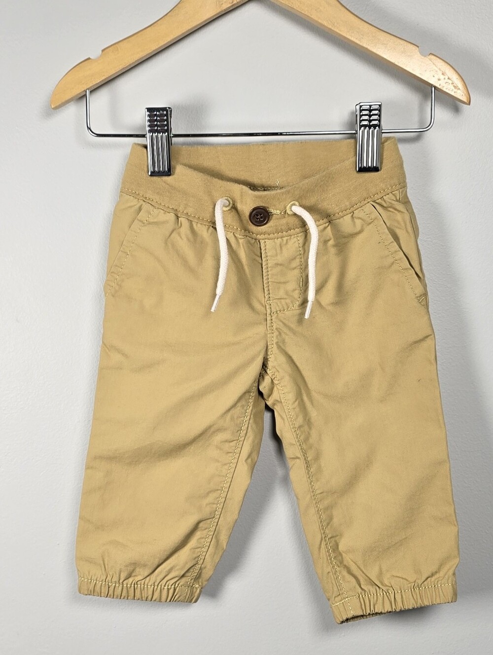 GAP Tan Elastic-Waist Casual Cotton Pants